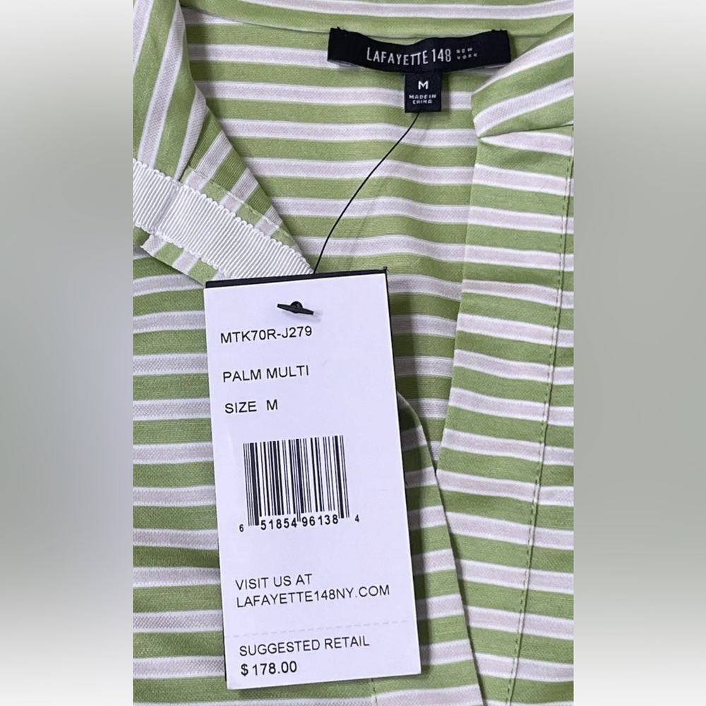 Lafayette 148 New York Cap Sleev Stripped Top. Size: M - Picture 6 of 7